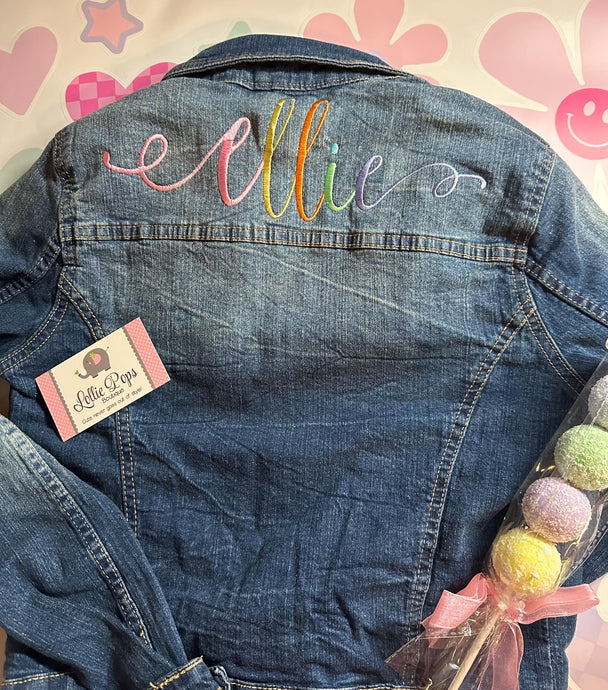 Girls personalized Denim jacket, monogrammed jean jacket, girls embroidered jacket, toddler monogrammed jean jacket