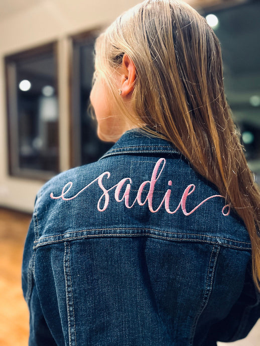 Girls personalized Denim jacket, monogrammed jean jacket, girls embroidered jacket, toddler monogrammed jean jacket